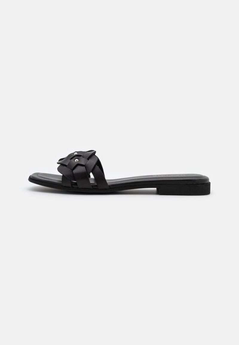 Anna Field Wholesale Leather Mules Dame Svarte | NO-XRIZO-9658