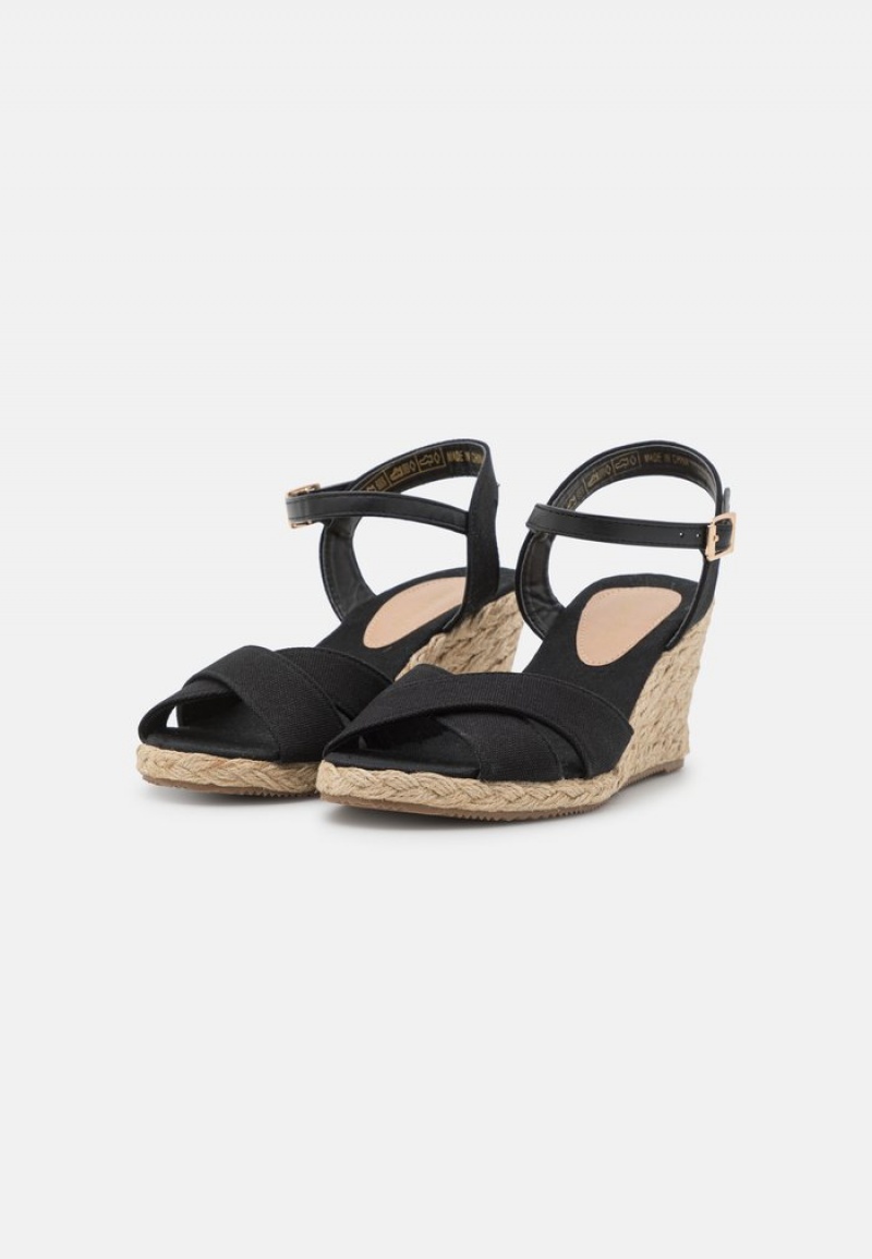 Anna Field Wholesale Wedge Sandaler Dame Svarte | NO-NRKAG-0493